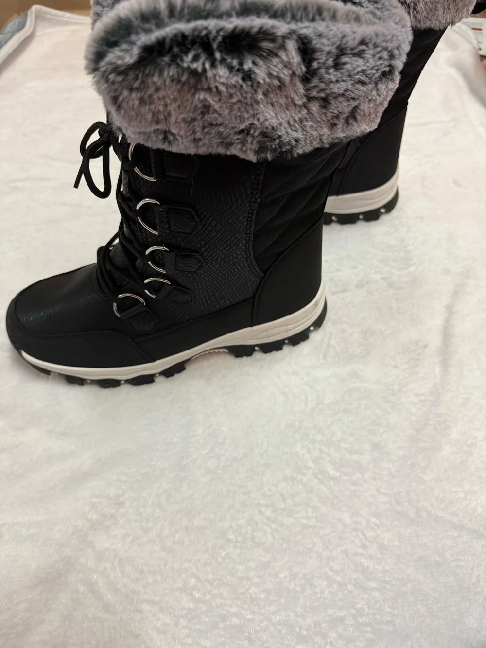 Black Faux-Fur Trim Winter Boots for Women